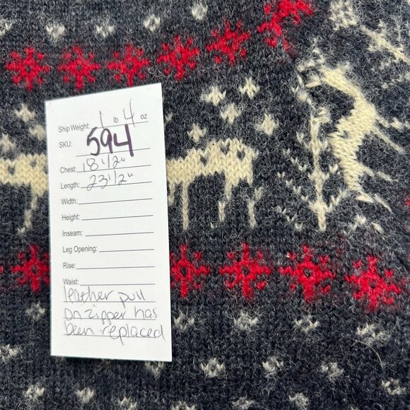 Lauren Ralph Lauren Reindeer Fair Isle Wool Faux Fur Trim Sweater Jacket Full Zi - Picture 9 of 9